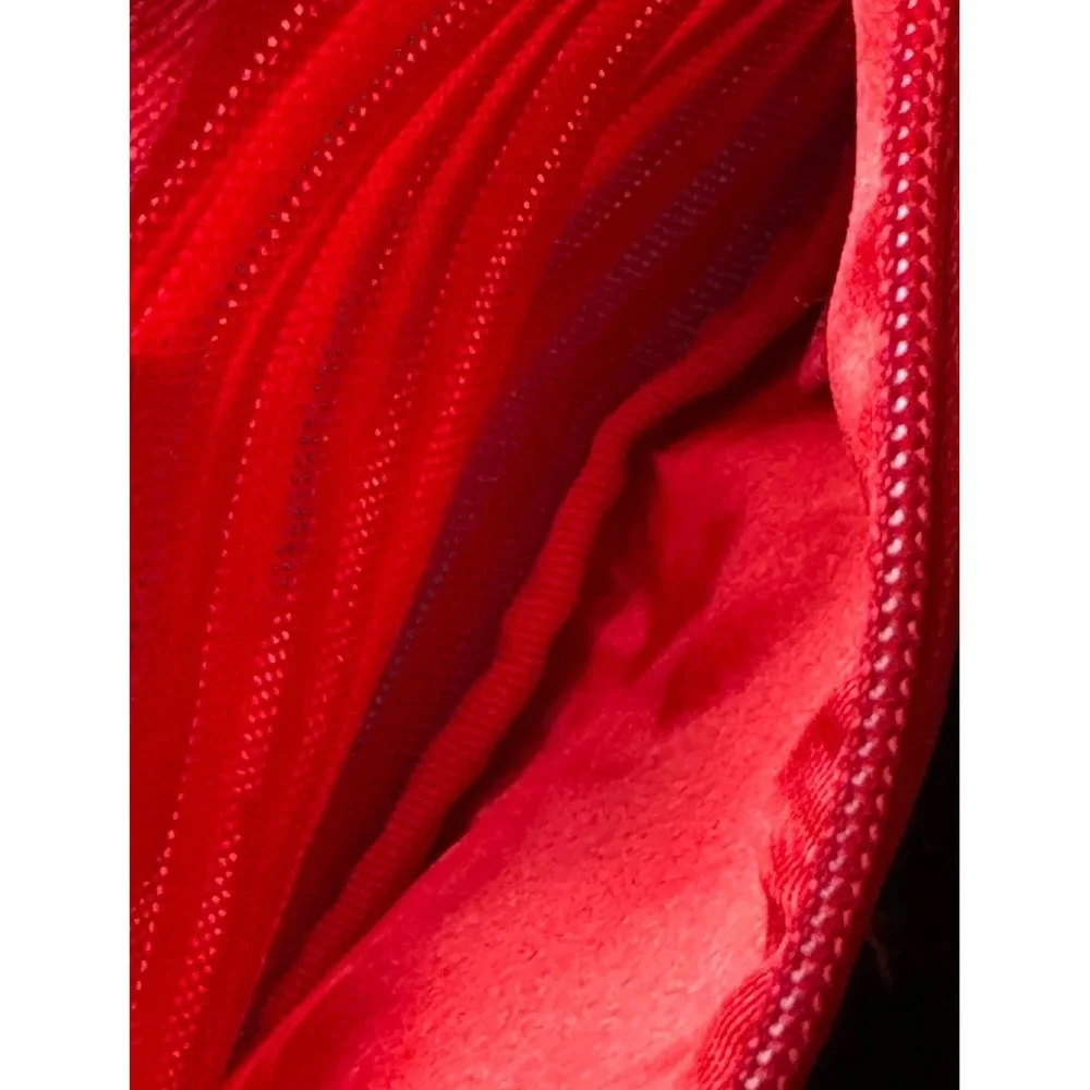 Giorgio Armani Beauty Red Wristlet Pouch Small Makeup Cosmetic Bag Gold Logo GA